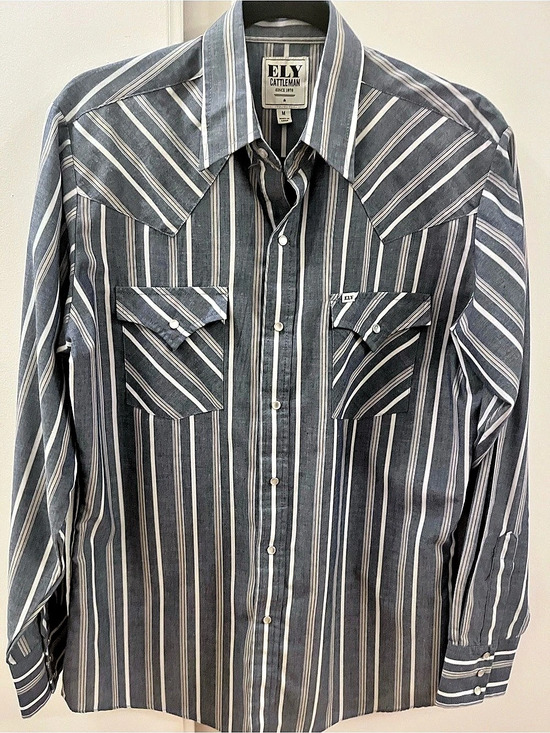 ELY CATTLEMEN Other - ELY CATTLEMEN Men's Gray Striped Western Shirt - Size Medium